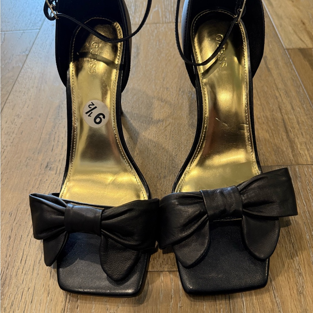 Guess Black Bow Heels with Ankle Straps